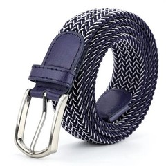 Elastic Braided Canvas Belt Men Women White Black Pin Buckle Daily Belts