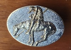 **Look** Vintage 1981 Spec-Cast Pewter INDIAN Theme Belt Buckle **Nice**