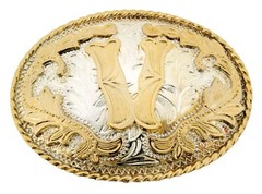 INITIAL V LETTER v MEN WOMEN RODEO REALLY COWBOY STYLE GOLD METAL BELT BUCKLE