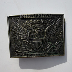 Vintage Brass Minnesota Militia Belt Buckle Lewis Buckles Chicago