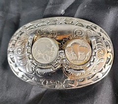 Vintage Copenhagen Western Flair Metal Belt Buckle. 66F