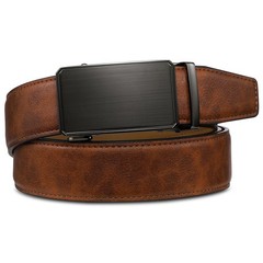Zitahli Mens Belt Leather 30&Prime; to 36&Prime; Waist Adjustable, Brushed Grey-brwon