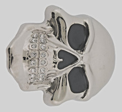 Skull Belt Buckle Men Skeleton Grillz Teeth Silver Bling Halloween Hip Rock New
