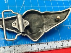 Skull With Fangs And Bright Red Eyes Cutout Large Wide Belt Buckle
