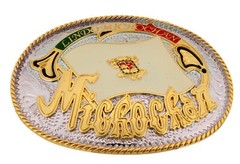 Michoachan Belt Buckle WRONG SPELLING Mexican State Michoacan Gold Silver Metal