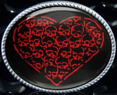 Red Heart Belt Buckle – Gothic Skull Handmade Silver Buckle – 368