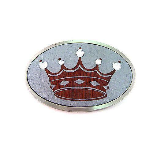 Royal King Clear Rhinestones Crown Wood Print Fashion Belt Buckle