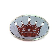 Royal King Clear Rhinestones Crown Wood Print Fashion Belt Buckle