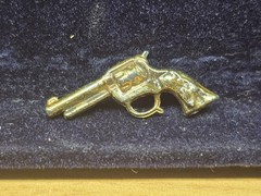 Vintage Miniature Roller Skate Shoe Revolver and Sailing Boat Trinkets