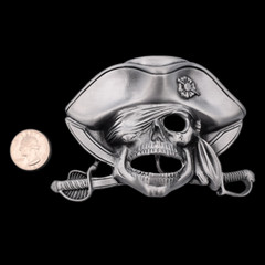 Pirate Skull Swords Hat Eyepatch Flag Pirate Ship Gold Vessel Belt Buckle
