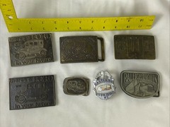 Mixed Lot of 7 pcs 6 Belt Buckles 1 Clip Transportation Ford, 4WD, Bus, Model T