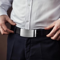 QfwdfcTrenz 35mm Ratchet Belt Buckle Only for 1 3/8 Slide One Size, Silver