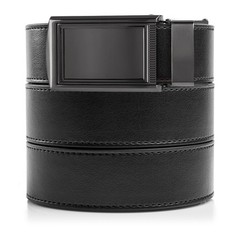 SlideBelts Men&rsquo;s One Size, Black Leather With Framed Gunmetal Buckle (Vegan)
