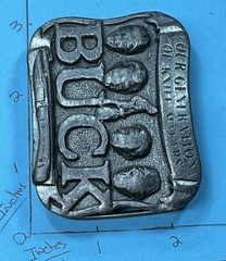 Belt Buckle Buck Knives Pewter Four Generations Smoky Mountain Knife Works Worn!