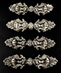ANTIQUE AUSTRO-HUNGARIAN HERMANN RATZERSDORFER SET OF 4 SILVER CAPE BUCKLES