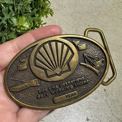 Shell Pipeline Safety Belt Buckle Solid Brass Vintage Metal Western Festival