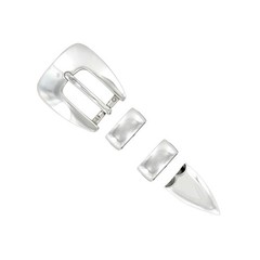 Western Smooth Silver Color Polished Belt Buckle Set Fits 3/4&Prime;(19mm) strap