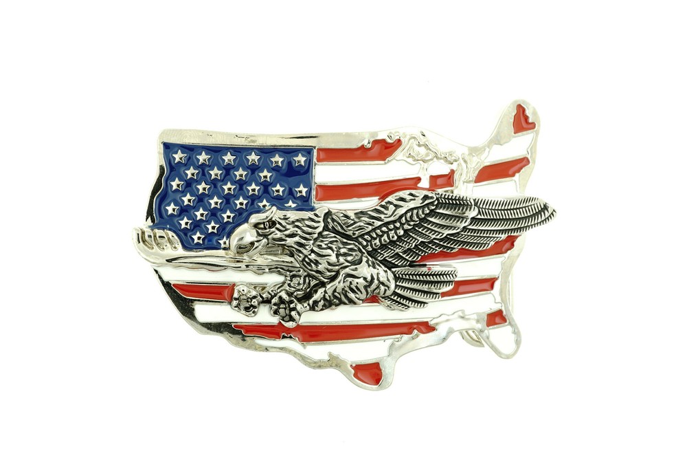 USA Country Flag American Eagle Western Metal Belt Buckle