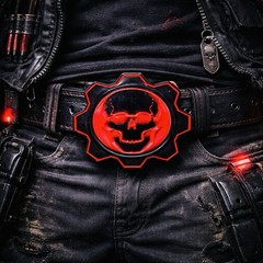 Gears of War Skull Cog Belt Buckle Gamer Epic Games 2007 Black & Red