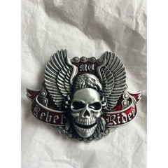Rebel Rider Skull Wings Clamp Closure Buckle Gray Men&rsquo;s Vintage