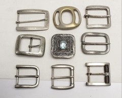 Lot of 9 Assorted Belt Buckles 1.5” Jewelled Silvertone Brass Chrome Crafter