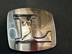 Custom Initial Letter L Silver Tone Outlined Reflective Men Women Belt Buckle