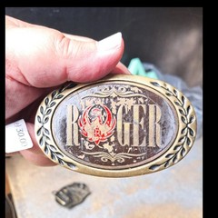 Ruger Solid Brass Western Belt Buckle for Men Bronze Brown Red 1.5in