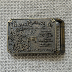 Vintage Sears Roebuck & Co. Belt Buckle No. 104 Advertising Chicago Brass Tone