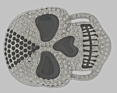 Skull Belt Buckles Men Women Rhinestones Vintage Skeleton Silver Metal Pirate