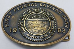 Vintage 1983 First Federal Savings Bank of Newton Kansas Belt Buckle Limited Ed