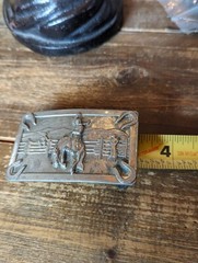 Vintage Justin Belts Belt Buckle Bronc Busting Horse Cowboy Rodeo Fort Worth TX