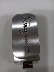 Ferragamo Silver Brushed Hollow Letter Design Belt Buckle for 35mm Leather Belt