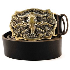 American Bison Buffalo Skull, Longhorn Cattle Buffalo Bison Skull belt buckle,