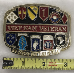 Vietnam Veteran Belt Buckle Airborne Divisions, Made in USA, 3.25&Prime; x 2.5&Prime;