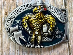 Construction Worker , Rooster Cock A Breed Apart Belt Buckle In New Condition!
