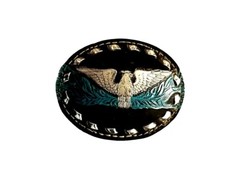 EAGLE Belt BUCKLE w Silver Buckstitching LG Handmade BLACK LEATHER Western/Biker