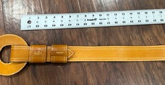 Bottega Veneta Y2K Wide Cognac Leather Large Circle Buckle Belt Made In Italy