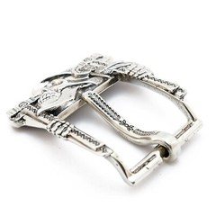 German silver skull belt buckle « Jolly Roger », Pin type Skeleton belt buckle