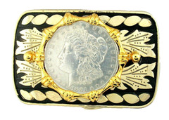 Gold Color Western REAL 1881 Morgan Silver Dollar Belt Buckle EPBB74/12723