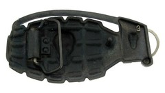 The GRENADE Belt Buckle SKULL CROSSBONES GREY Army Big Device METAL women MEN
