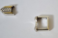 New Old Stock Engraved Silver Belt Tip and Slide Set Small 3/8&Prime;