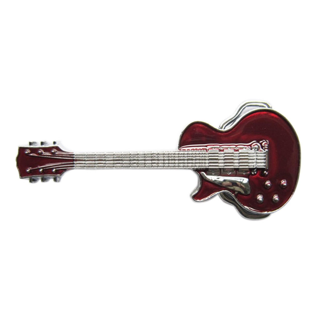 Music Guitar Red Enamel Metal Belt Buckle
