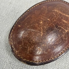 Vintage Brown Leather Covered Western Oval Belt Buckle Fits 1.75” Belt USA