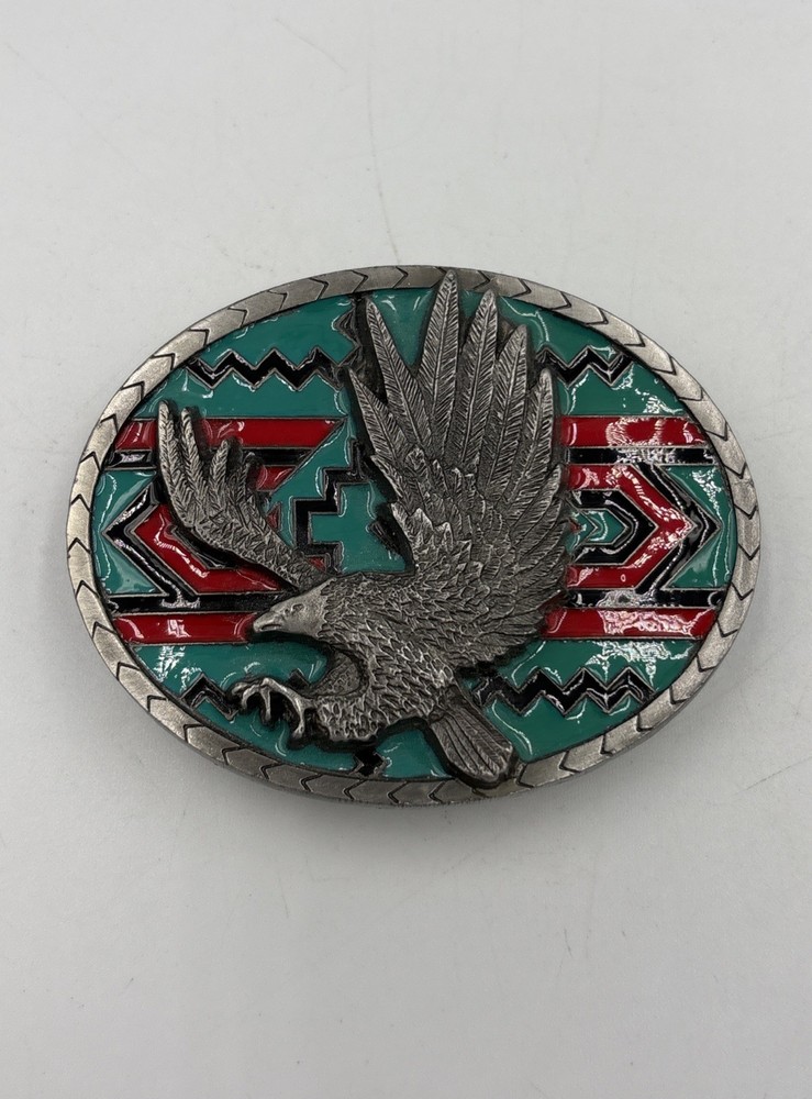 masterpiece belt buckle BA-499 eagle Attacking Nice Enamel Background