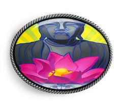 Lotus Belt Buckle – Meditating Buddha Spiritual Handmade Belt Buckle – 711