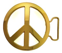 New Men Women Peace Sign Belt Buckle Symbol Dove Peace-Lover-Keeper Gold Metal