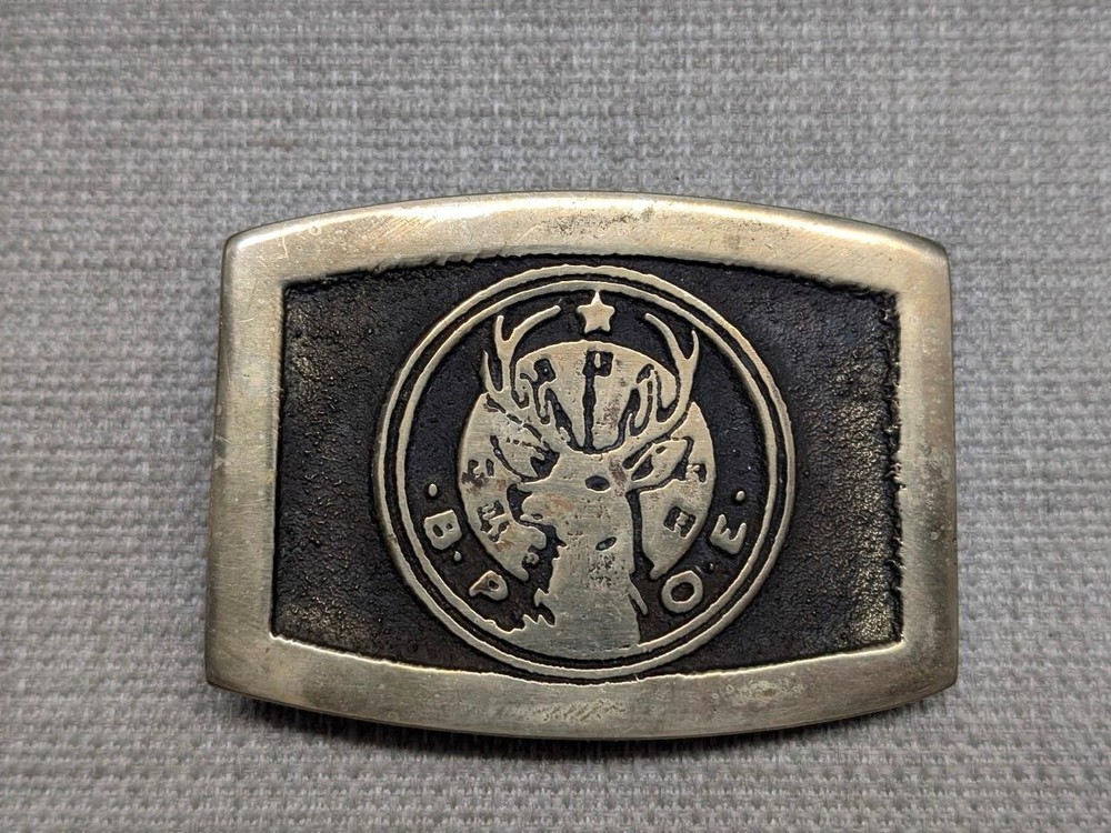 vintage 1970s order of the ELKS belt buckle BPOE western SOLID BRASS cannell