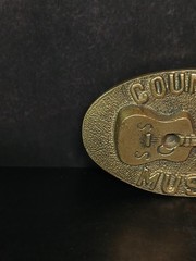 Solid Brass Country Music Guitar Belt Buckle