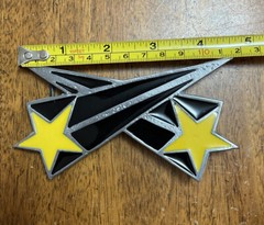 SHOOTING STARS PEWTER & ENAMEL BELT BUCKLE MOBTOWN US MADE