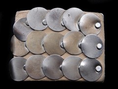 RJ01167 REALLY COOL **LEATHER & CIRCLE COLLAGE** SILVERTONE FASHION BELT BUCKLE
